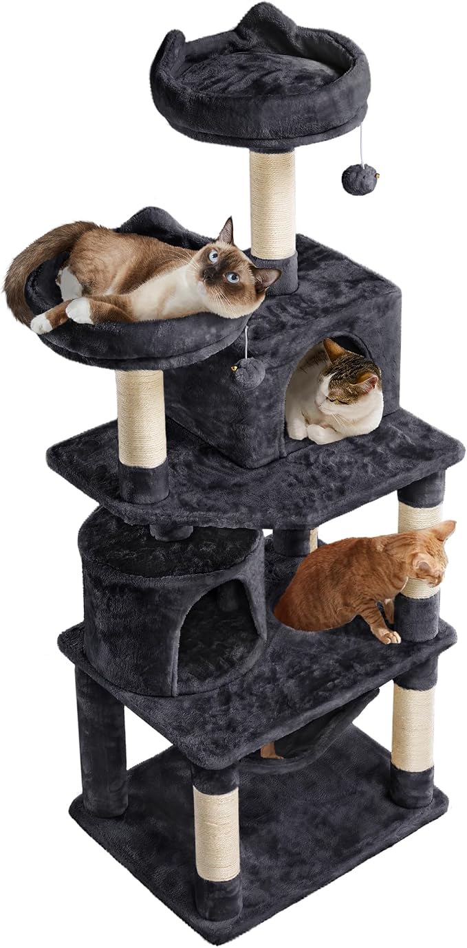 Topeakmart 62.2 inches Cat Tree, Cat Tower w/Double Condos, Scratching Posts & by Topeakmart
