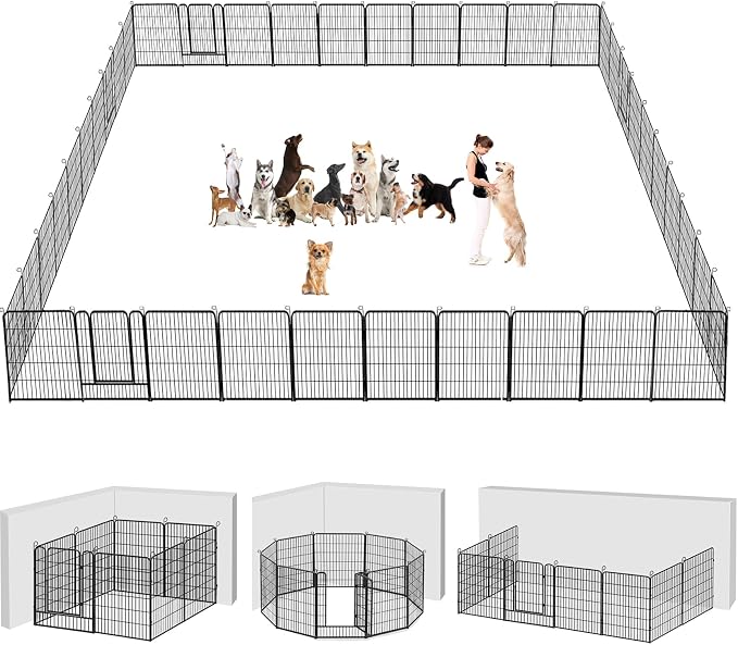 Dog Playpen Dog Fence Outdoor for Yard, 32inch 48 Panels Dog Pens Outside by Jhsomdr