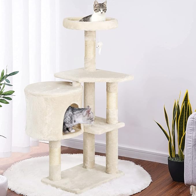 BestPet | 36" Cat Tree Tower | Beige | Sturdy Multi-Level Cat Tree - Image 2