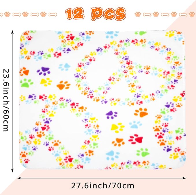 Tatuo 12 Pieces Puppy Blanket for Litter Dog Bulk Summer Throw Blanket Puppy - Image 2