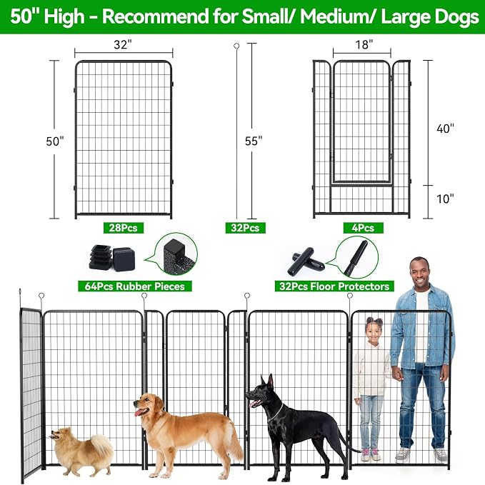 Dog Playpen Outdoor Extra Wide 32 Piece Panels Heavy Duty Dog Fence 50" Height - Image 3