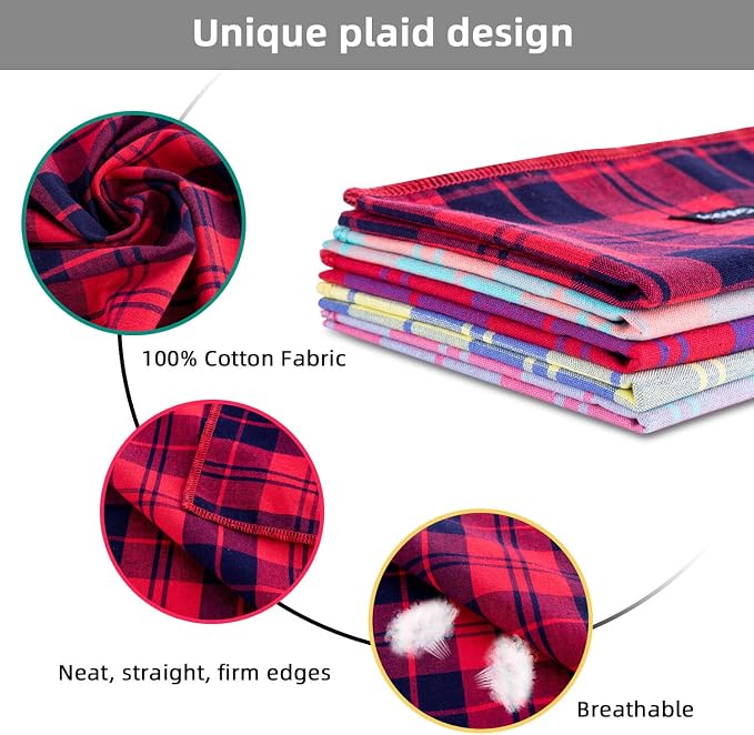 Spring Dog Bandana XLarge-Dog Scarf Vibrant Color Pink Green Plaid Printing - Image 3