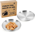 2-Pack Stainless Steel Cat Food Bowls, Shallow Whisker-Friendly Non-Slip by OriginalDesignbyPetLovers