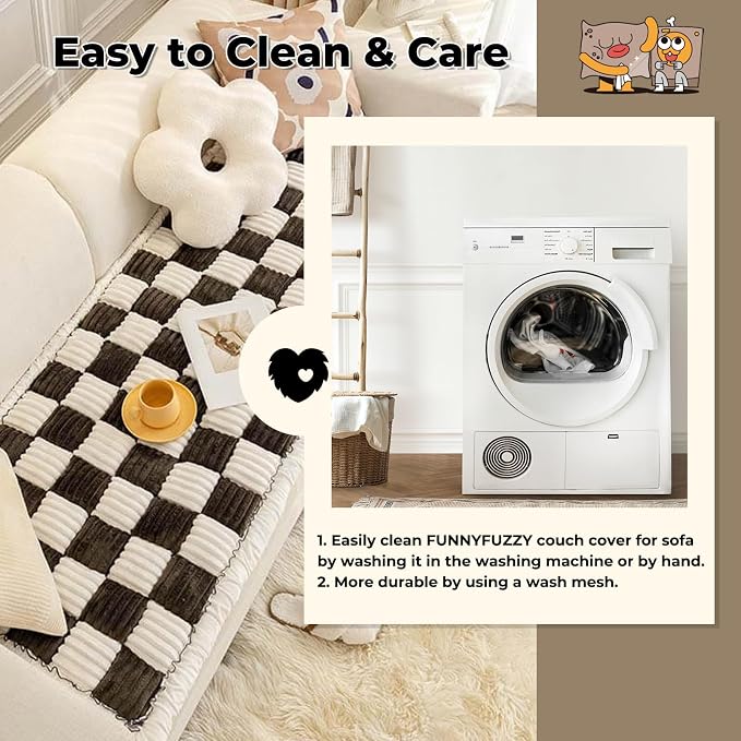 FUNNY FUZZY Pet Couch Covers for Sofa, Couch Covers for Dogs Washable Dog Couch - Image 6