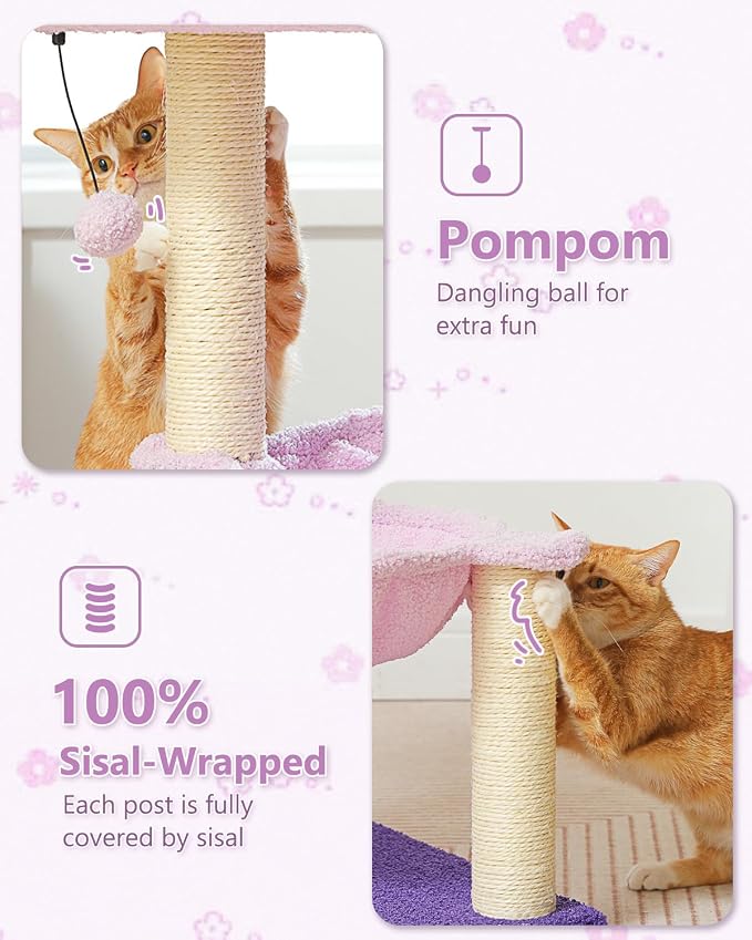 Flower Cat Scratching Post, Replaceable Toy Ball - Image 6