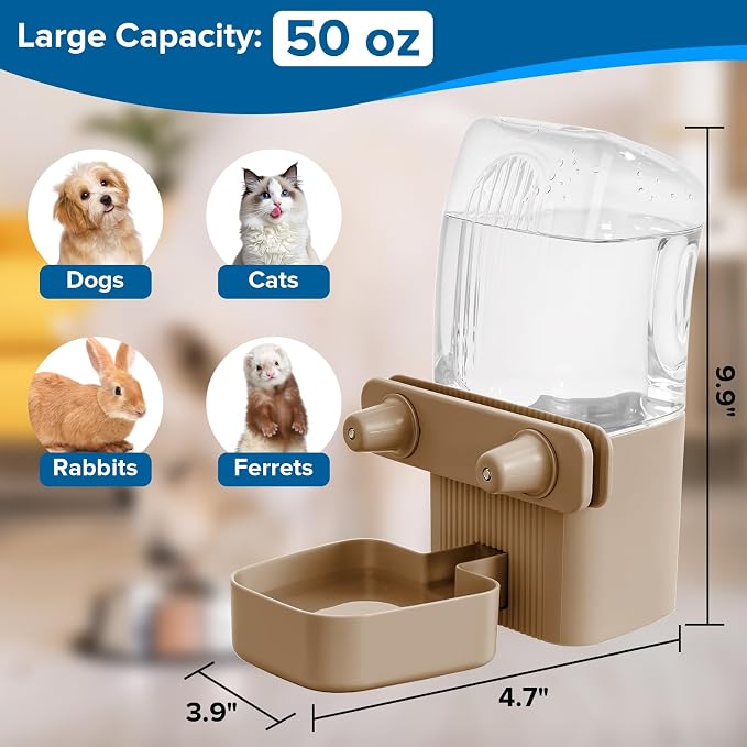 50 oz Rabbit Water Dispenser, Gravity Dog Water Bowl Dispenser - Image 3
