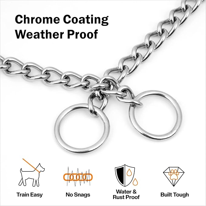 TagME Chain Choke Collar for Dogs, Adjustable Weather Proof Necklace for Large - Image 2