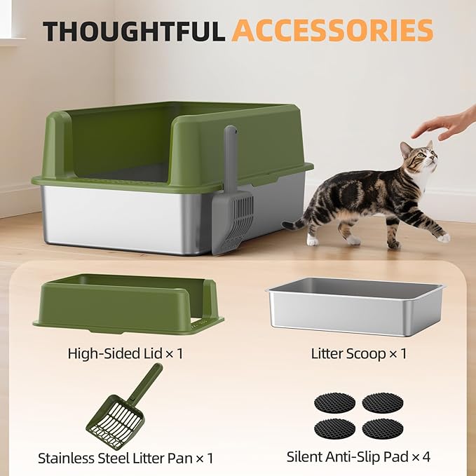 Enclosed Stainless Steel Cat Litter Box - Image 7
