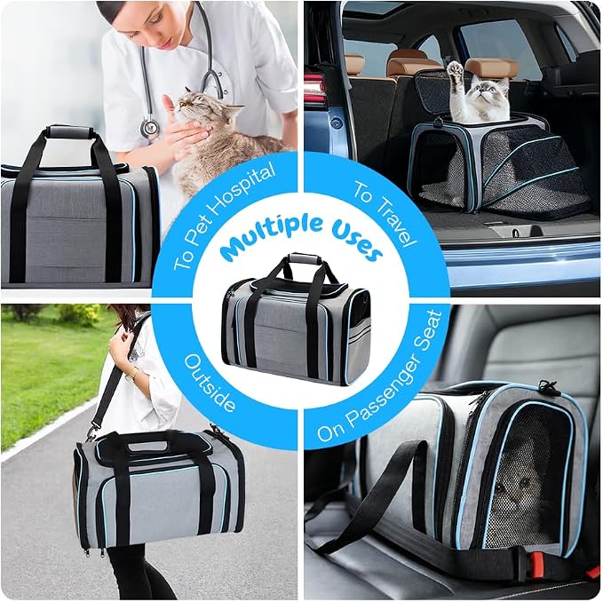 Double Expandable Cat Carrier, Airline Approved Soft-Sided Pet Travel Carrier - Image 6