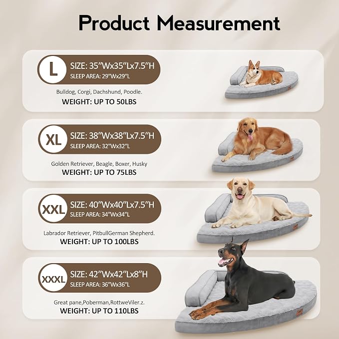 Large Orthopedic Dog Bed with Sides XXXL Dog Beds with Removable Washable Cover - Image 6