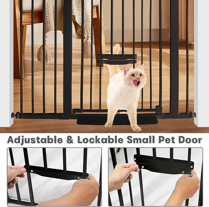 37 Inch Tall Baby Gate with Cat Door, Adjustable 29.55" and -46.06", Auto Close - Image 4