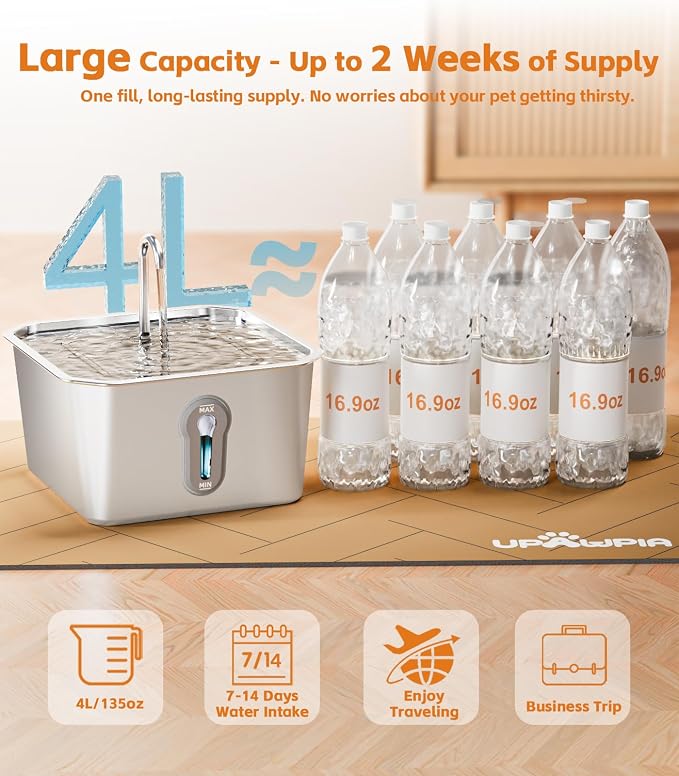 4L Large Capacity Cat Water Fountain Stainless Steel - Image 6