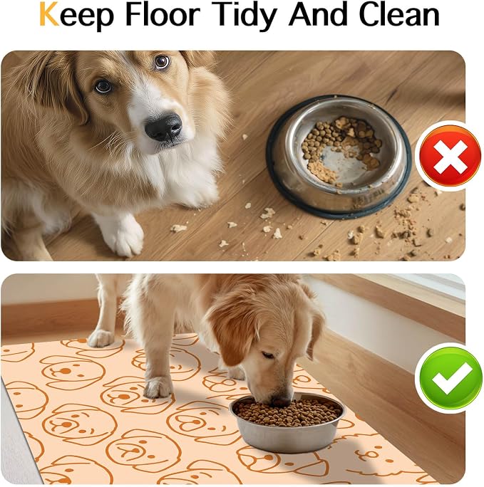 Pet Feeding Mat with Colorful Polka Dot Pattern Design 24" x 16" Dachshund - Image 8