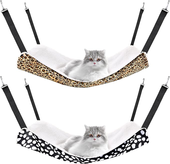 Jetec 2 Pieces Reversible Cat Hanging Hammock Soft Breathable Pet Cage Hammock by Jetec