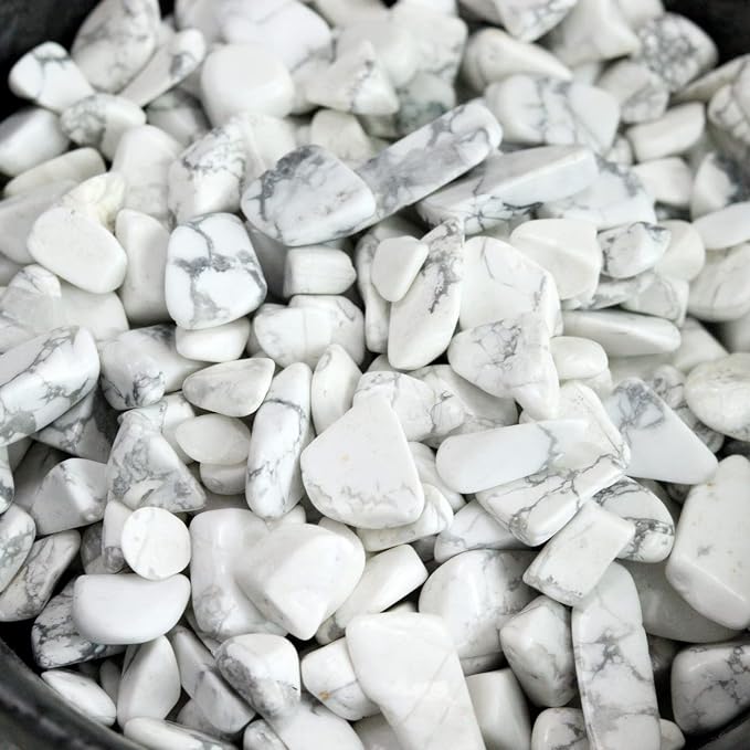 Howlite Aquarium Gravel Rocks Natural Tumbled Healing Crystal Chips Bulk by YATOJUZI
