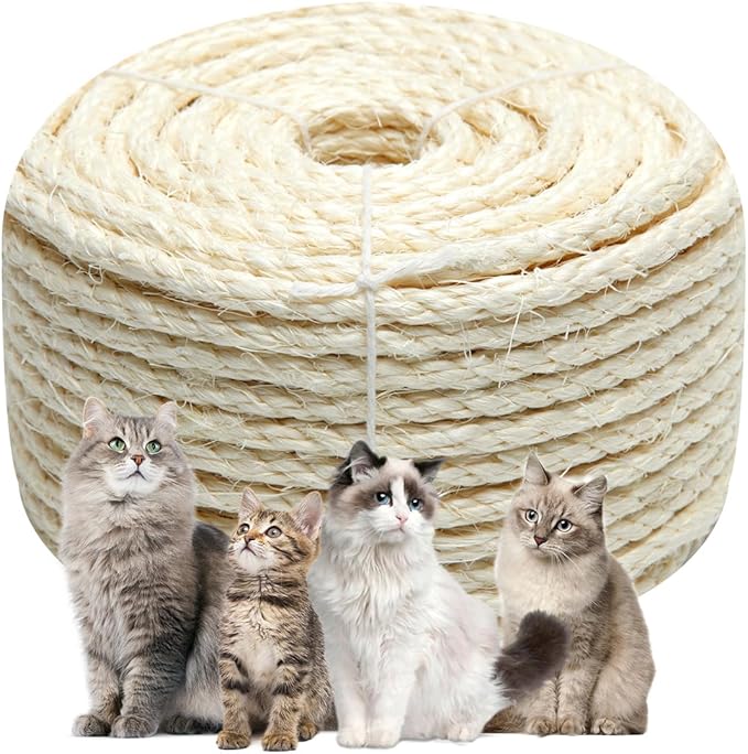 Natural Sisal Rope 1/4 Inch 6mm 98-Feet by Juomid