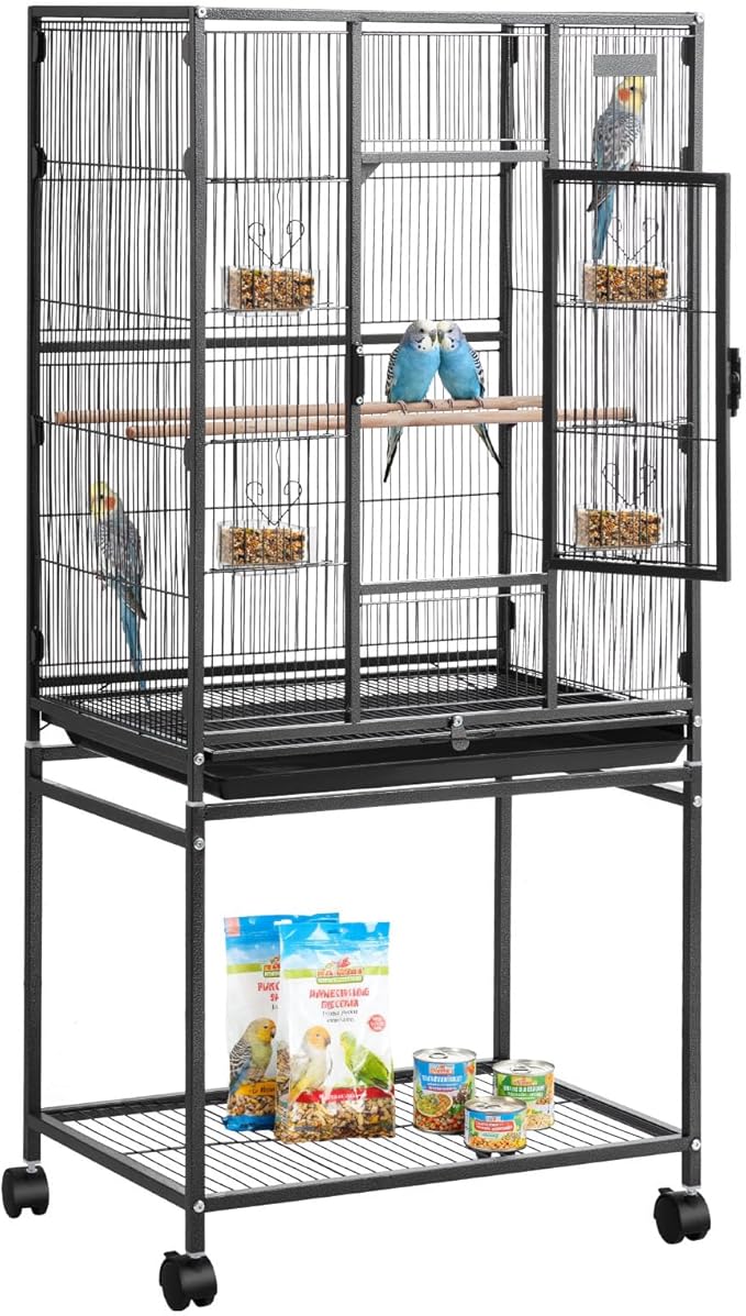 VEVOR Bird Cage, 24.6 x 16.7 x 53.9 inch, Flat Top, Wrought Iron Bird Flight by VEVOR