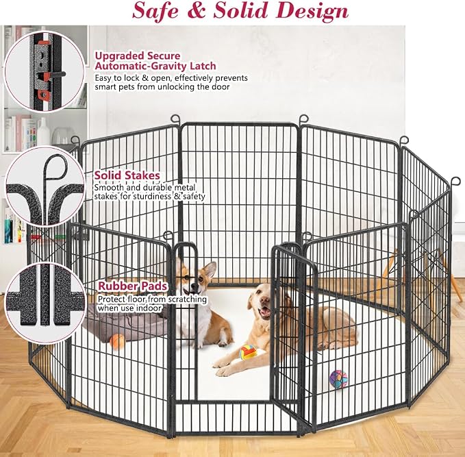 Dog Playpen 40 inch Dog Fence for Outdoor Indoor Use Heavy Duty Metal Dog Pen - Image 3