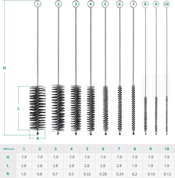 CiaraQ Bottle Cleaning Brushes, 8 Inch Nylon Tube Brush Set, Cleaner - Image 3
