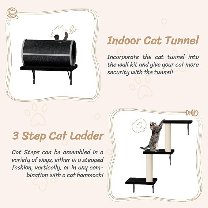 NUNU LAB 14-in-1 Cat Wall Shelves Set, Wall-Mounted Cat Climber - Image 4