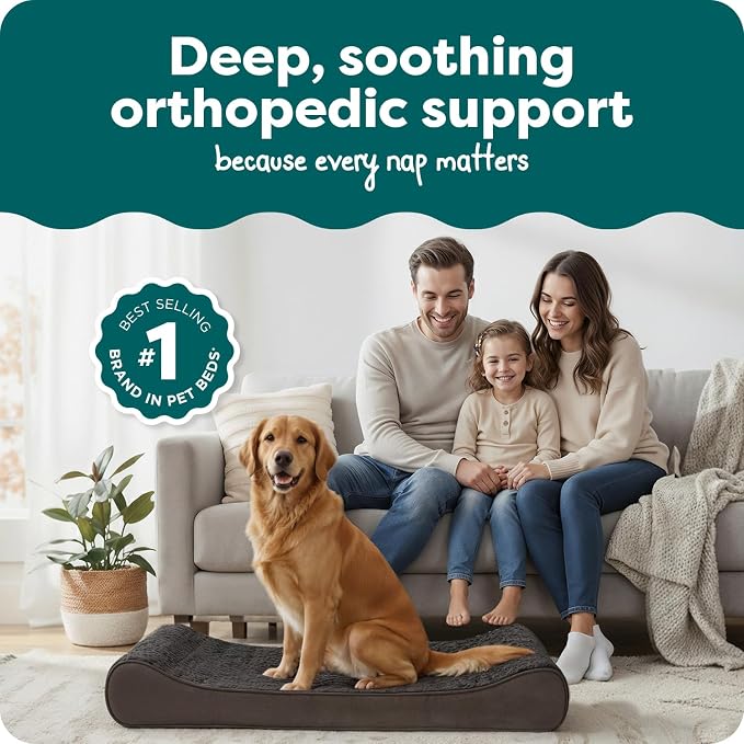 FurHaven Orthopedic Dog Bed for Large Dogs, Luxe Lounger Contour Mattress - Image 2