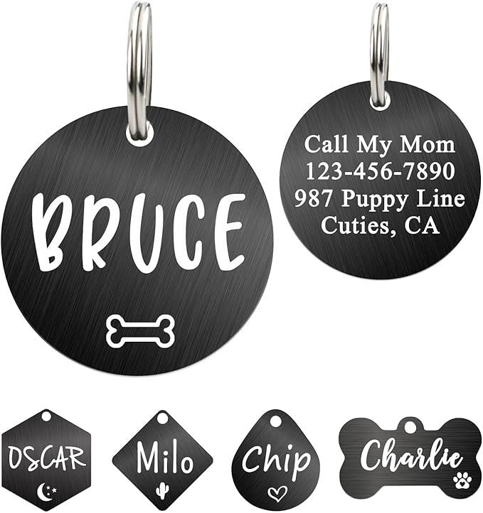 Ultra Joys Dog ID Tag, Custom Dog Tag Personalized Cat Tag, Pet ID Tag by UltraJoys