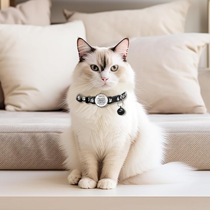 Collar with QR Code, Reflective Cat Collar with Name Tag, Personalized - Image 7