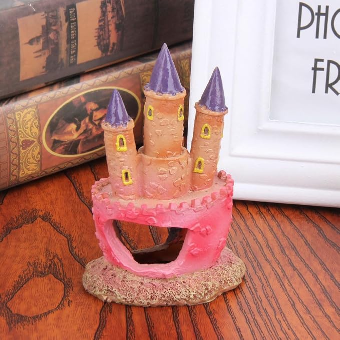 Fish Tank Decorations Pink Castle Aquarium Decorations Resin Fish Cave Hideouts - Image 6