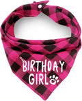 Plaid Dog Bandana with Button, Dual Layer Soft Cotton Triangle Dog Scarf by ZIRVYIR
