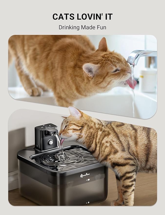 DownyPaws Cat Water Fountain Cordless, 84oz/2.5L Fursink Wireless Pet Water - Image 5