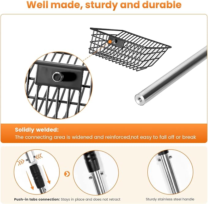 Cat Litter Scoop with Holder 43" Metal Litter Scooper with Stainless Steel Long - Image 3