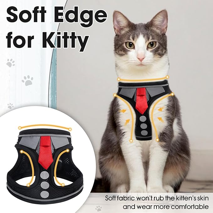 Cat Harness and Leash Set for Walking Escape Proof, Soft Adjustable Kitten - Image 4