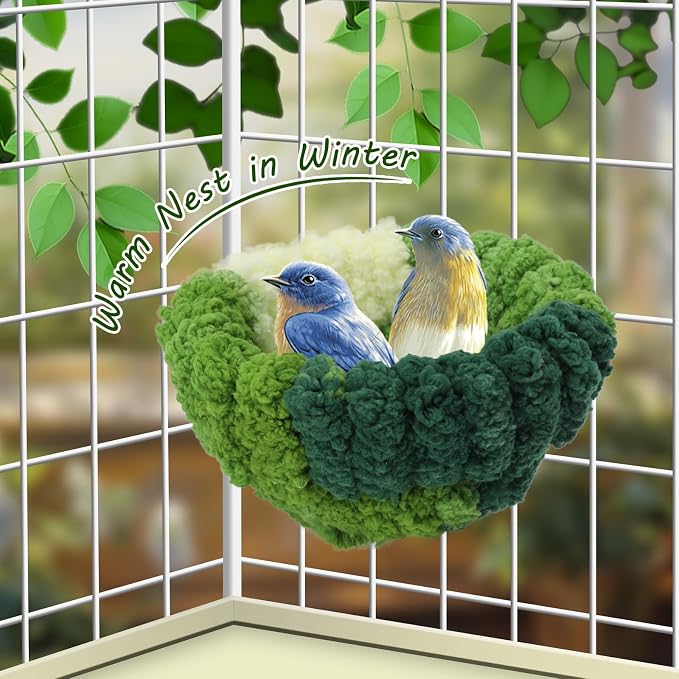 Bird Nest for Cage, Plush Hanging Bird Bed for Parakeet, Breeding Bird House - Image 5