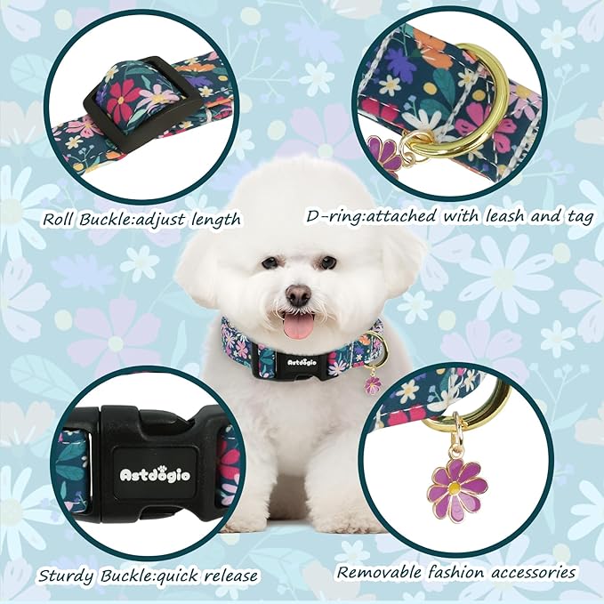 Dog Collar for Extra Small Dogs, Spring Dark Green Dog Collars - Image 2