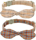 Cotton Bowtie Cat Collar with Bell 2 Pack Plaid Breakaway Kitten Collars with by YUDOTE