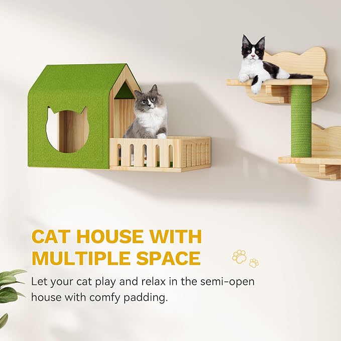 DWVO Solid Wood Cat Wall Shelves and Perches, Tall Floor to Ceiling Cat Tower w - Image 6