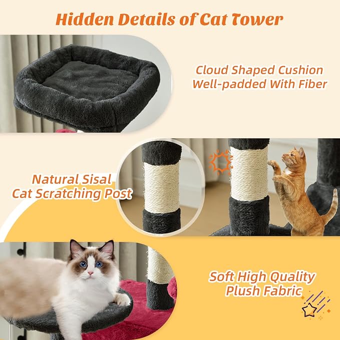 Sweetcrispy 44 inch Cat Tree Tower, Small Cat Climbing Tower - Image 5