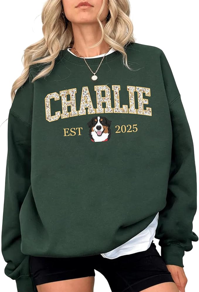Custom Pet Sweatshirts with Photo and Name, Personalized Dog Sweatshirt by Unknown