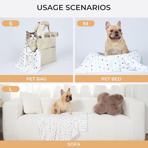 1 Pack 3 Blankets Super Soft Cute Dot Pattern Pet Blanket Flannel Throw - Image 2