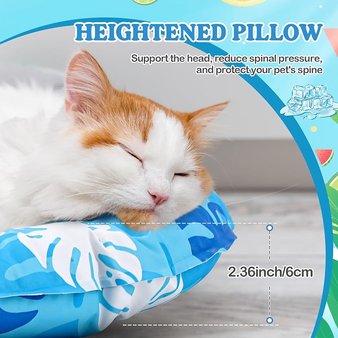 Pet Cooling Mat for Cats and Small Dogs, 20.1'' x 20.1'' Thickened Round Blue - Image 3