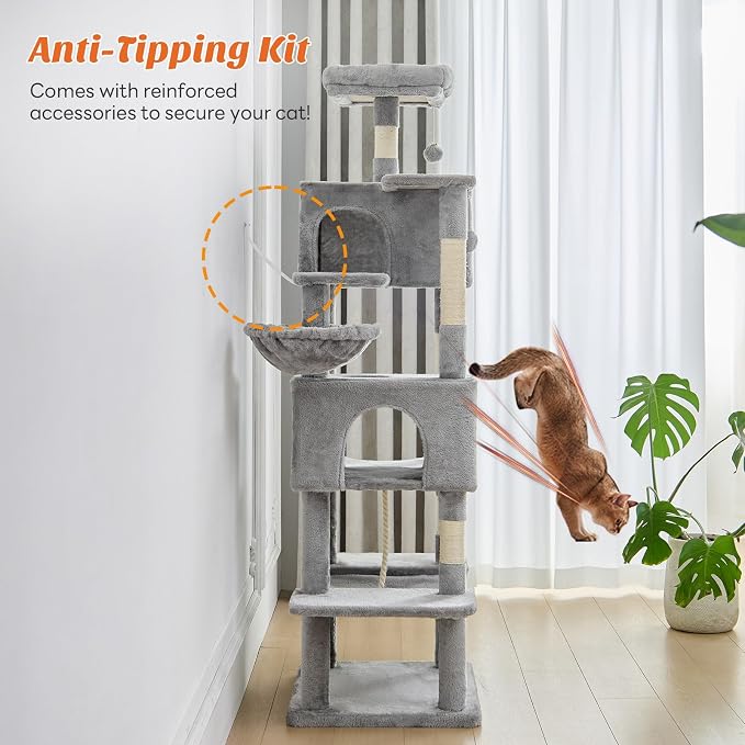 Sweetcrispy 66 inch Cat Tree Tower, Large Multi Level Cat Climbing Tower - Image 6