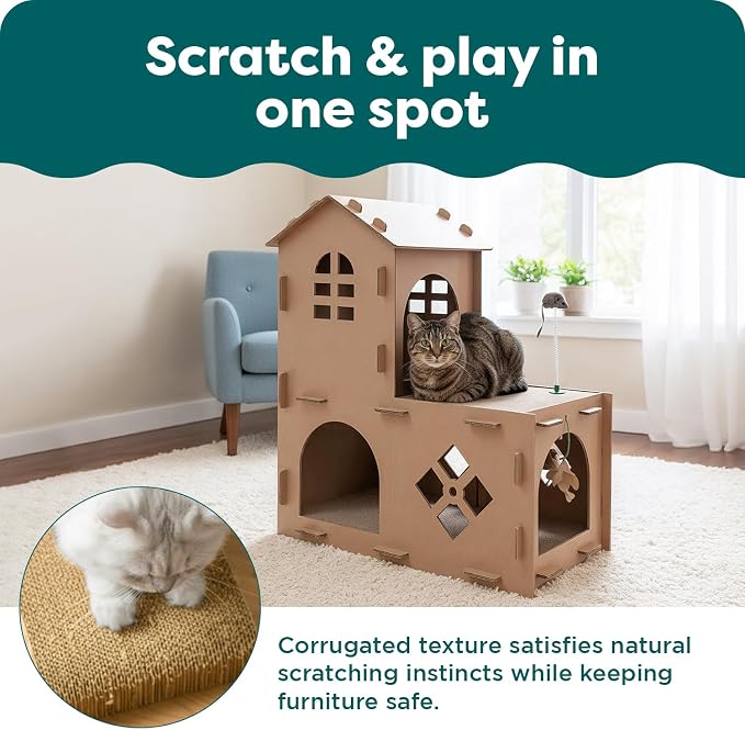 FurHaven Farmhouse Multi-Level Cardboard Cat House - Image 7