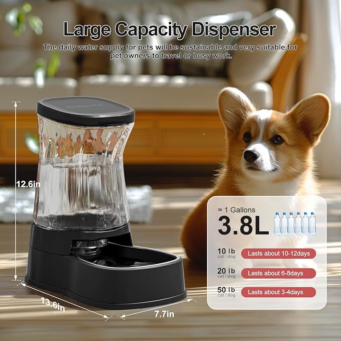 Gardner Pet Automatic Dog Water Dispenser Gravity Stainless Steel Water Waterer - Image 3
