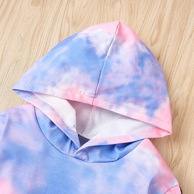 Toddler Baby Girls Clothes Long-sleeve Tie Dye Hoodie Sweatshirt Pants Hooded - Image 5