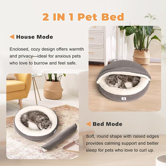 Covered Cat Bed Cave for Small Cats Dogs Washable Hooded Self Warming Cat Bed - Image 5