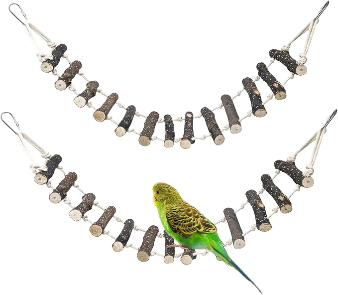BNOSDM Birds Rope Ladder Toy 2Pcs Wooden Bird Hanging Ladders Pet Climbing by BNOSDM