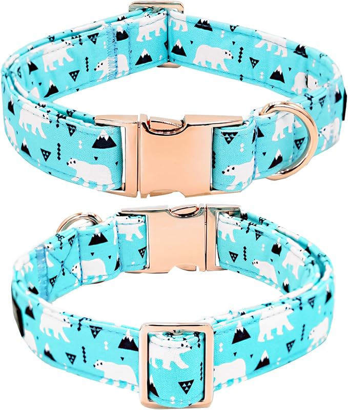 Dog Collar, Bow Collar Blue Bear Pattern Pet Collar Cute Bow Tie Soft Girl Boy - Image 4