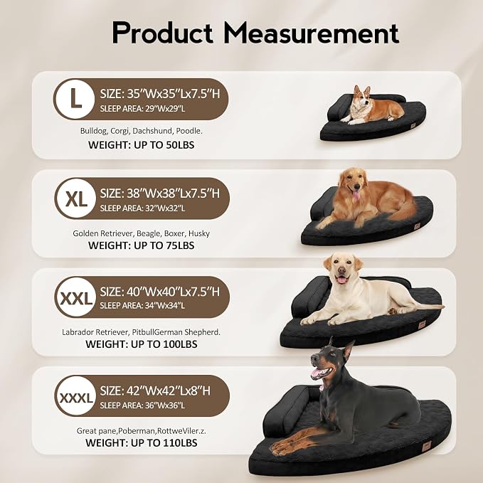 Large Orthopedic Dog Bed with Sides Big Dog Beds with Removable Washable Cover - Image 6