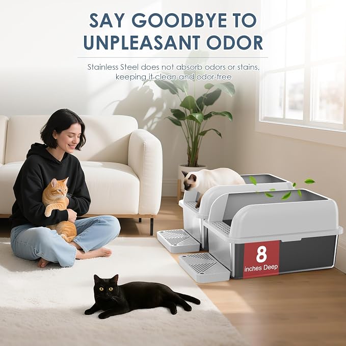 2 Pack 8" Deep Stainless Steel Litter Box - Image 6