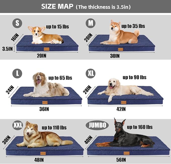 Patas Lague Orthopedic XL Dog Bed Large Sized Dog 42''X28'', Soft Waterproof - Image 5